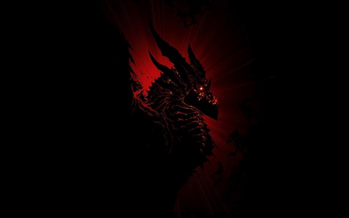 Deathwing from World of Warcraft with red flames