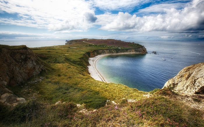 Coastal landscape with a bay and cliffs