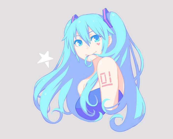 Hatsune Miku anime girl with aqua hair