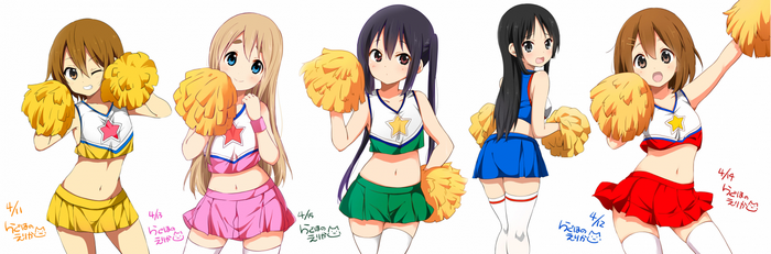 K-On! Cheerleaders: Yui, Tsumugi, Azusa, Mio, Ritsu