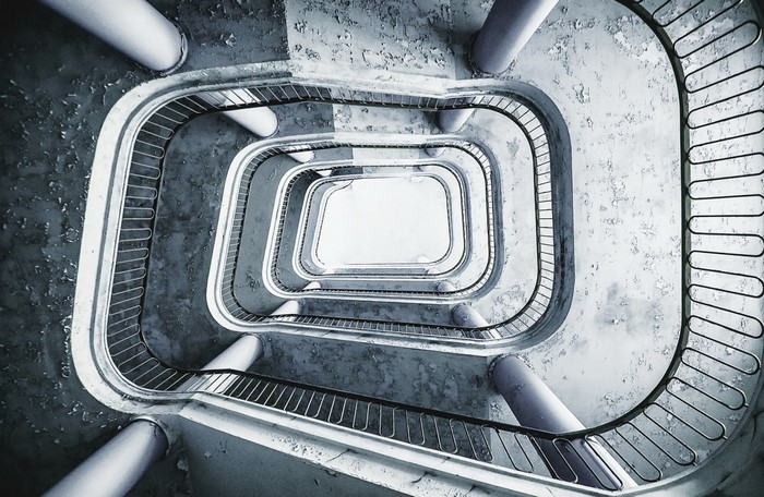 Spiral staircase viewed from above