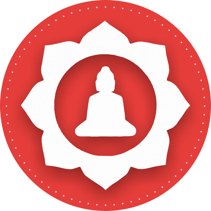 Buddha silhouette in lotus flower logo
