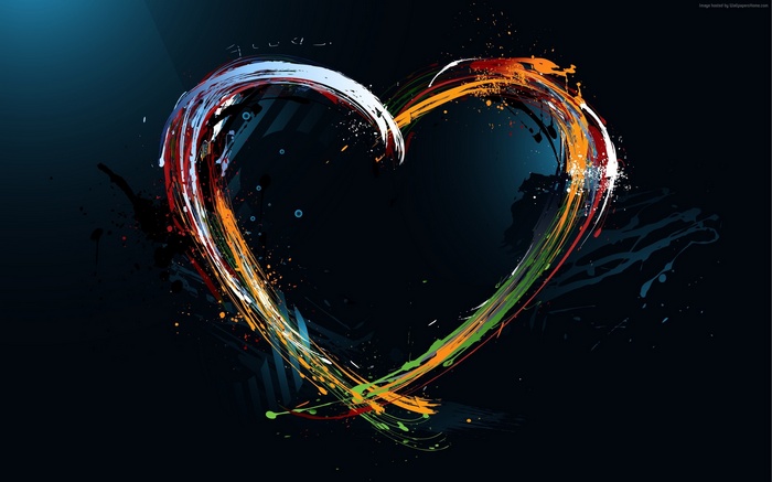 Abstract Heart Shape with Colorful Paint Splatters