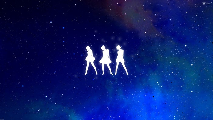 Perfume Band silhouettes in starry space