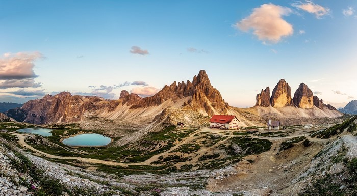 Tre Cime di Lavaredo, Dolomites, Italy at sunset