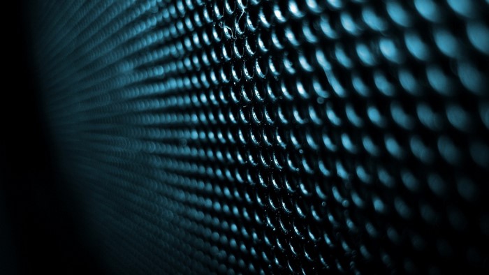Blue grid texture with bokeh effect