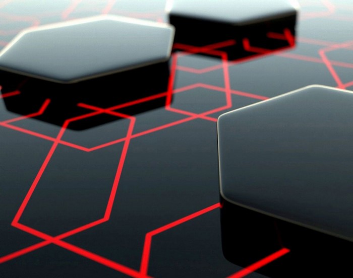 Abstract Red and Black Digital Hexagonal Design