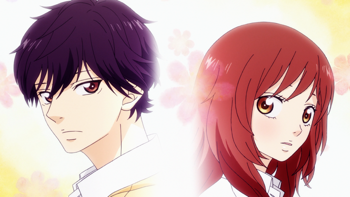 Illustration of Futaba Yoshioka and Kō Tanaka from Ao Haru Ride