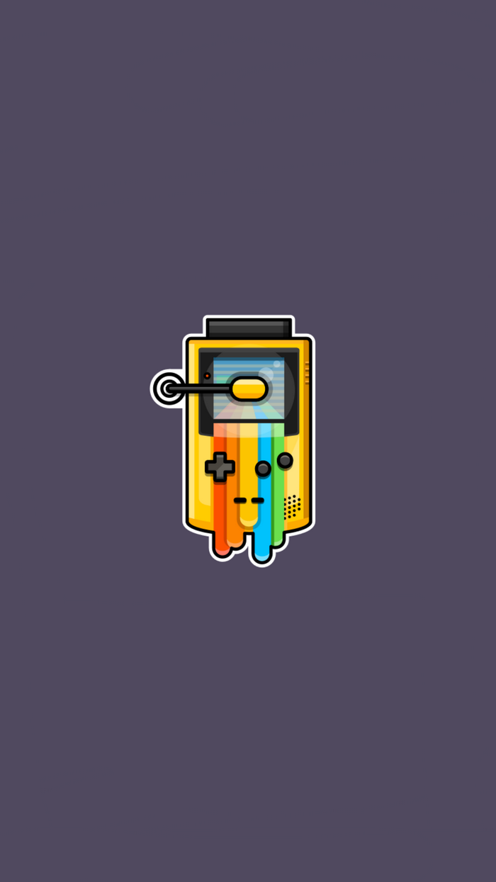 Retro Game Boy with dripping rainbow colors