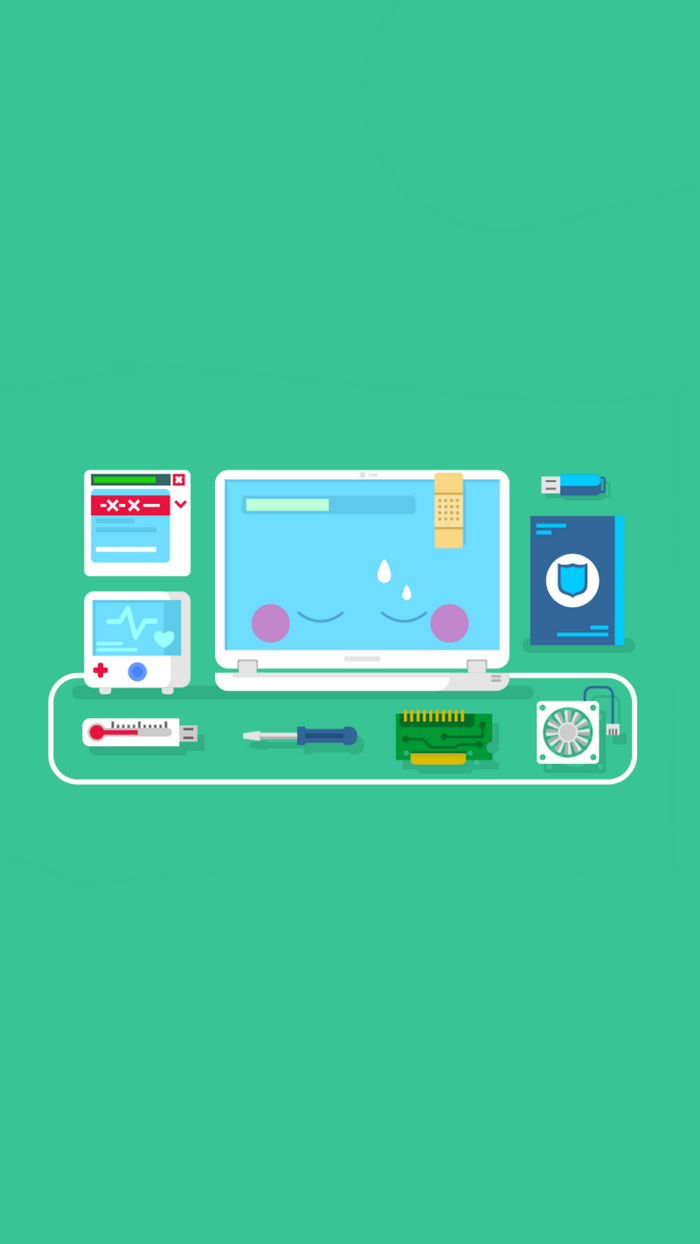 Computer repair and diagnostics illustration