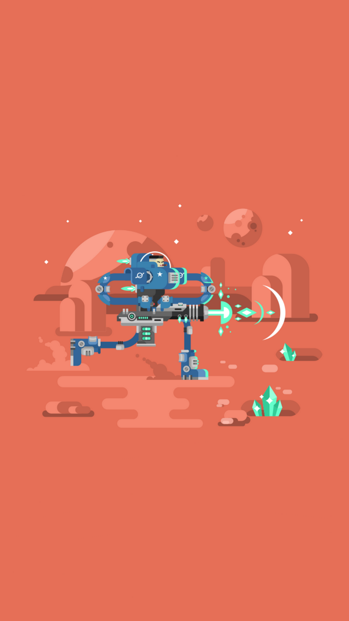 Astronaut in a futuristic mech suit on Mars