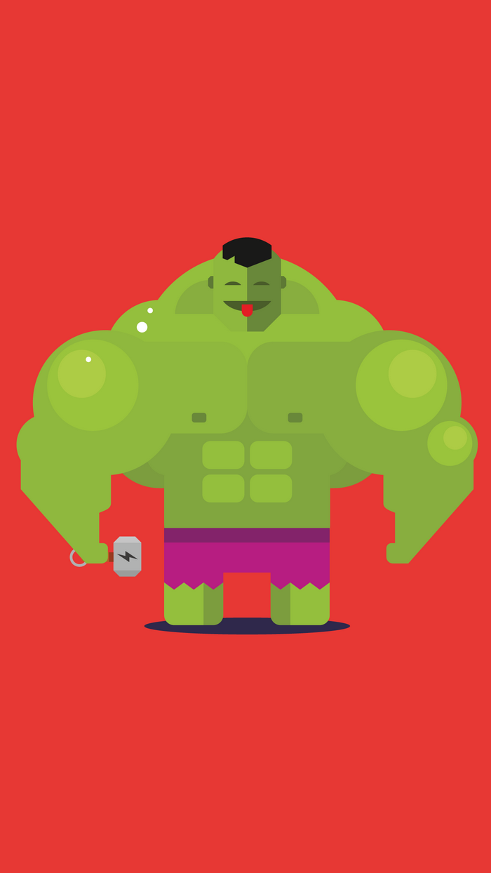 Hulk sticking his tongue out holding a hammer