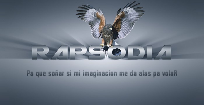 Rapsodia logo with eagle and quote