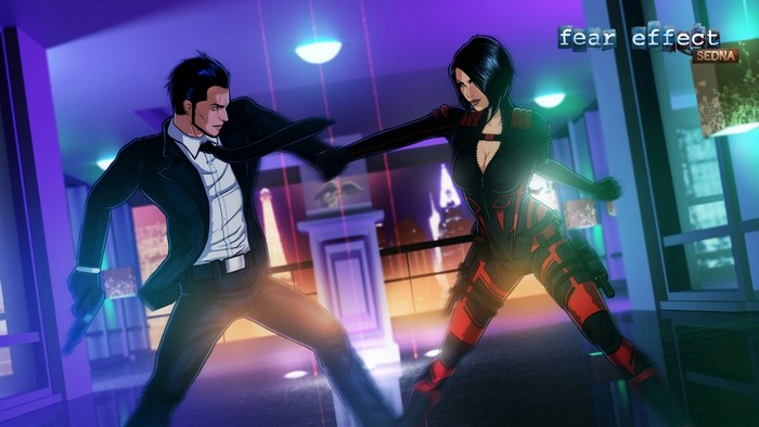 Fear Effect Sedna: Hana and Jacob fighting