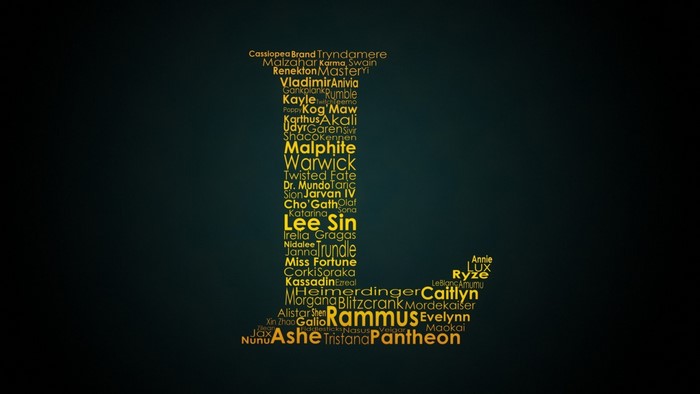 League of Legends champions word cloud logo