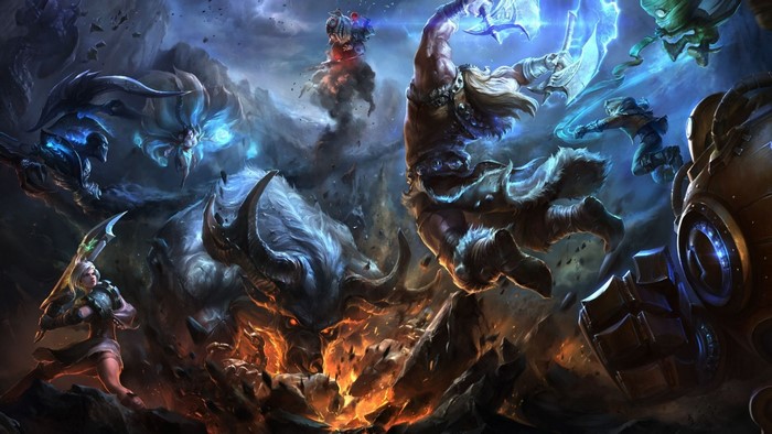 League of Legends characters in battle scene