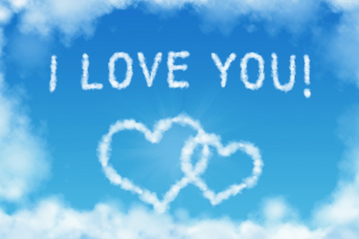 I Love You clouds and hearts