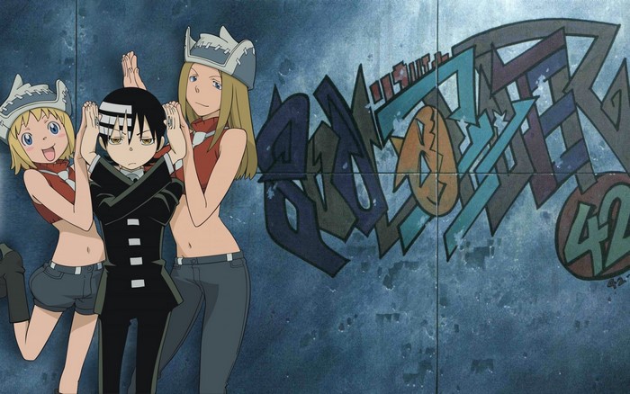 Soul Eater characters in front of graffiti