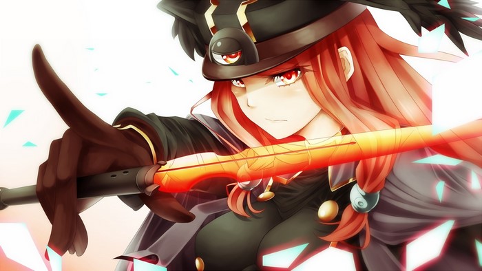 Tsubaki Yayoi from Blazblue with a sword