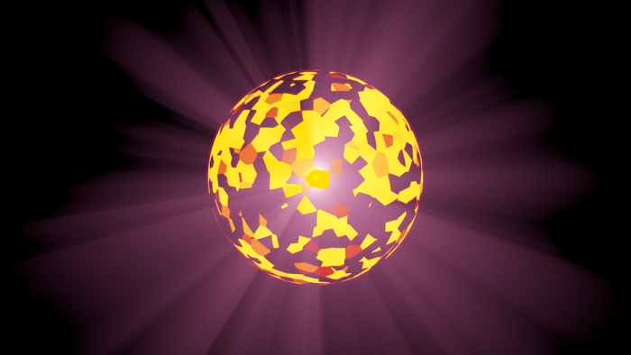Abstract glowing sphere with light rays