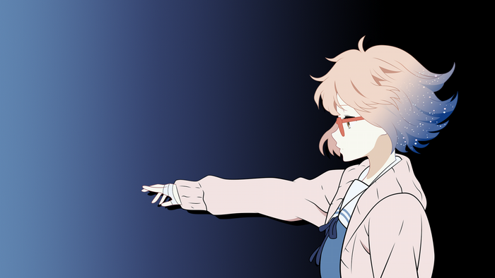 Kuriyama Mirai from Kyoukai no Kanata pointing forward