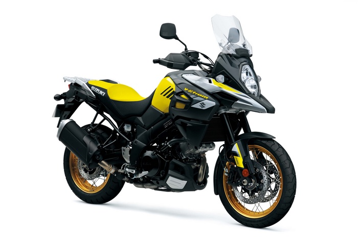 Yellow Suzuki V-Strom 1000 Motorcycle