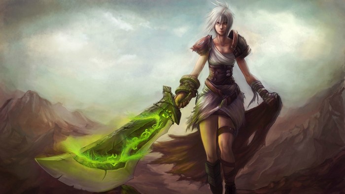 Riven from League of Legends with a glowing sword