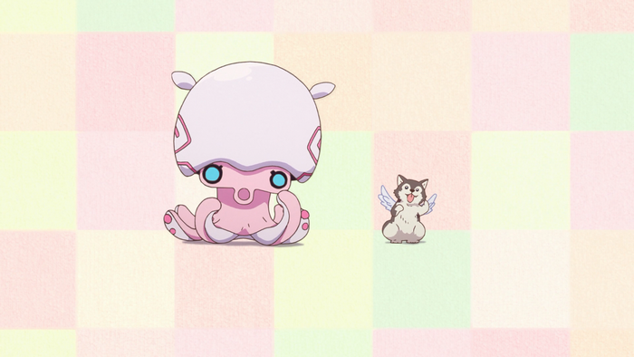 Pink creature and dog from Musaigen no Phantom World