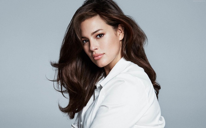 Ashley Graham in white shirt