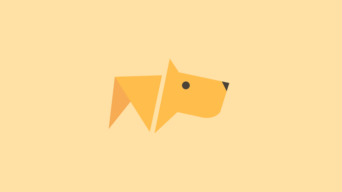 Minimalist origami dog logo