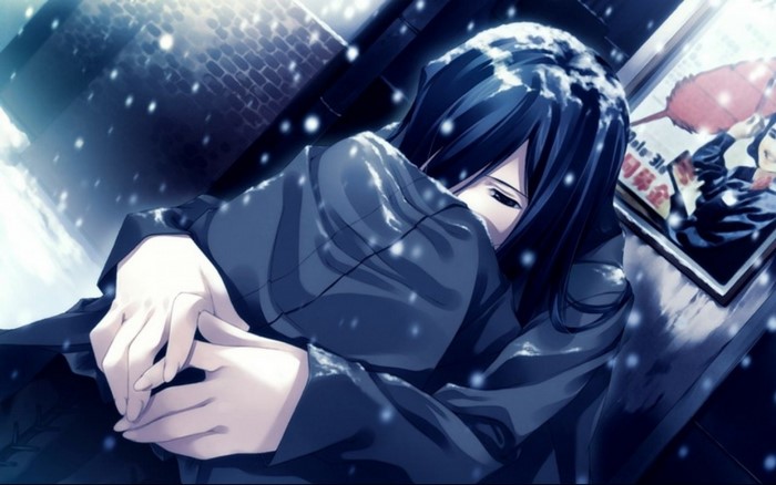 Anime character in snow