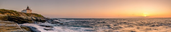 Beavertail Lighthouse at sunset, Jamestown, Rhode Island