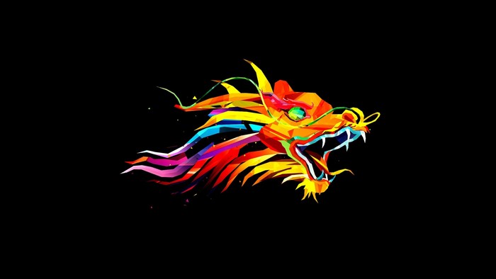 Colorful low poly dragon illustration by Justin Maller