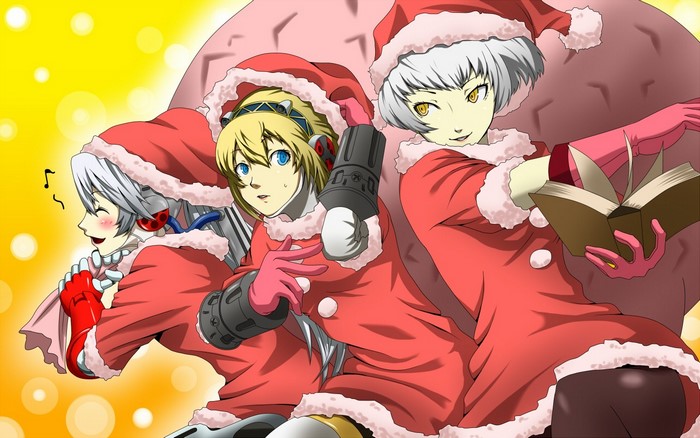 Persona series anime girls in Santa outfits
