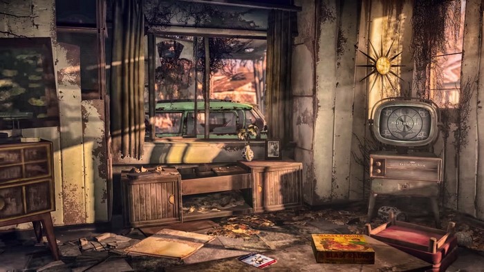 Fallout screenshot of a post-apocalyptic room