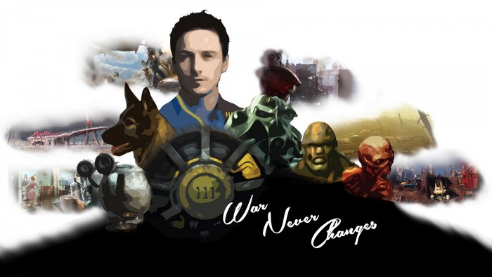 Fallout collage with characters and scenes