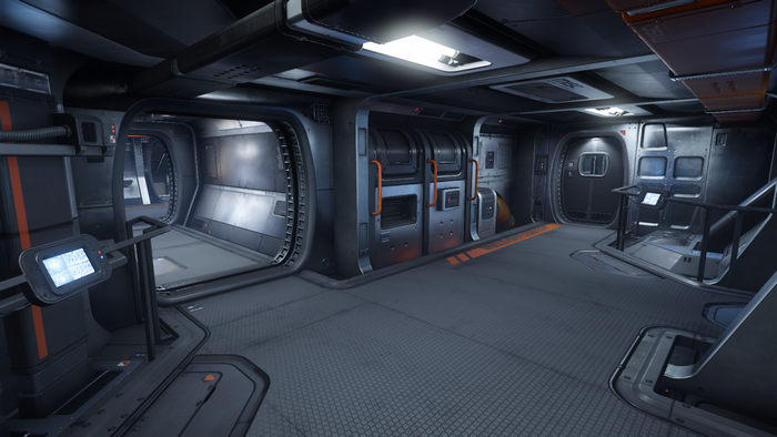 Interior of a spaceship corridor