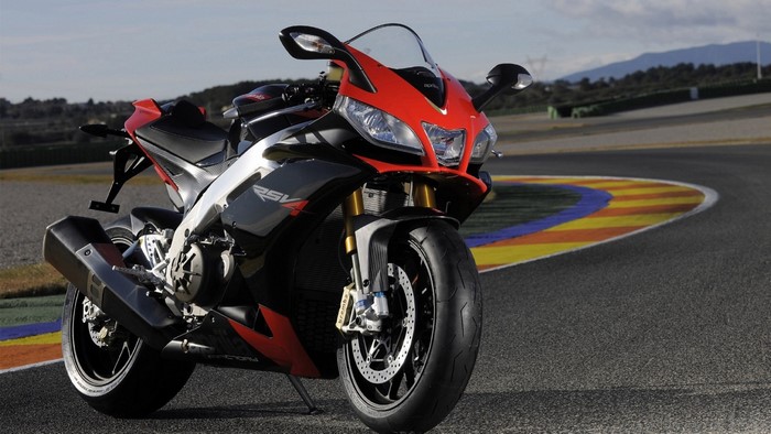 Aprilia RSV4 motorcycle on a race track