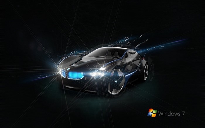 Black BMW concept sports car with Windows 7 logo