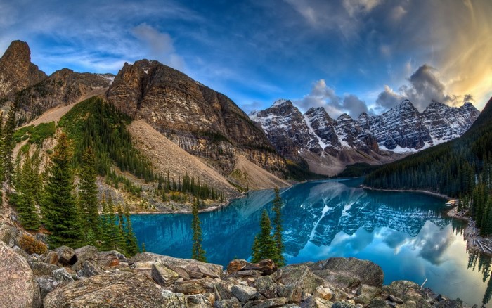 Moraine Lake with Mountains and Forest