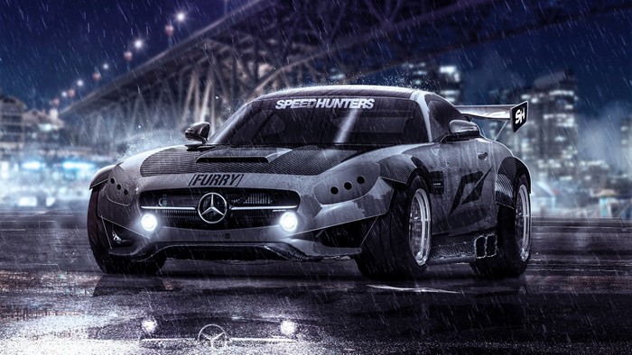 Mercedes-Benz SLS AMG tuned for Need for Speed in the rain