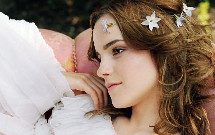 Emma Watson with flowers in her hair