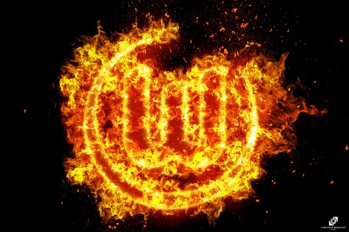 Wolfsburg logo on fire