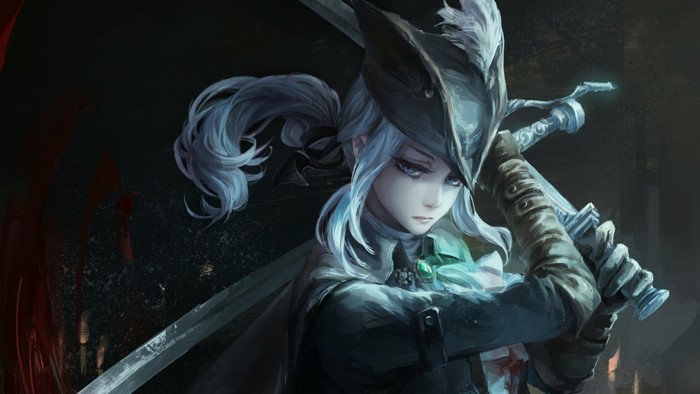 Lady Maria from Bloodborne holding swords