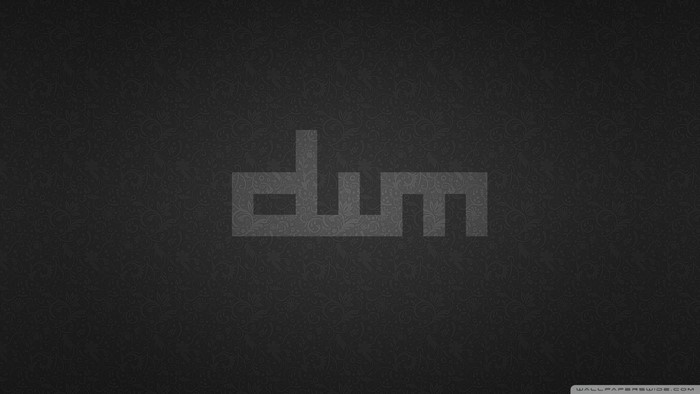dwm logo on a dark patterned background