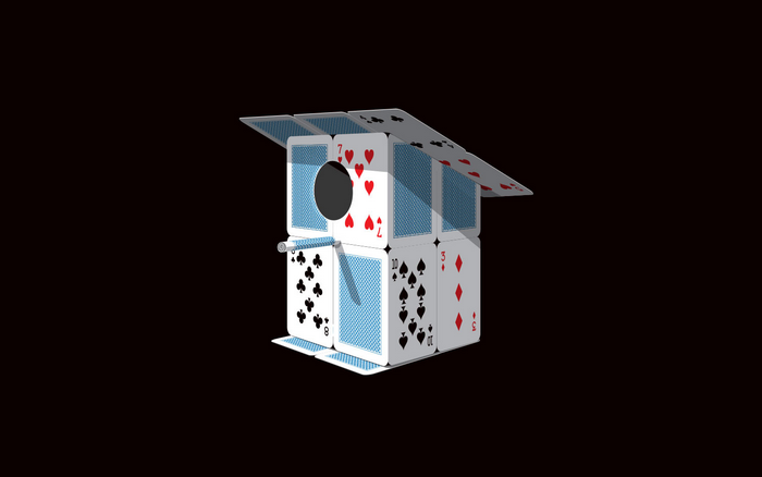 Birdhouse made of playing cards