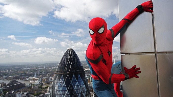 Spider-Man from Spider-Man: Homecoming on a building in London