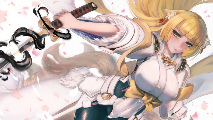 Anime girl with fox ears and sword