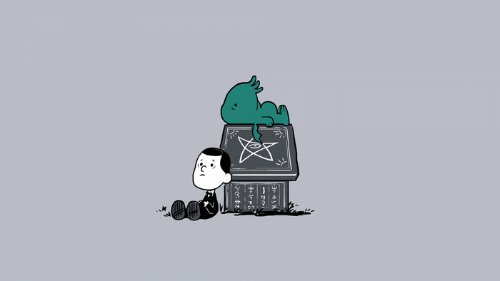 Cthulhu and man with book