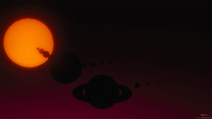 Planets and the Sun in space artwork
